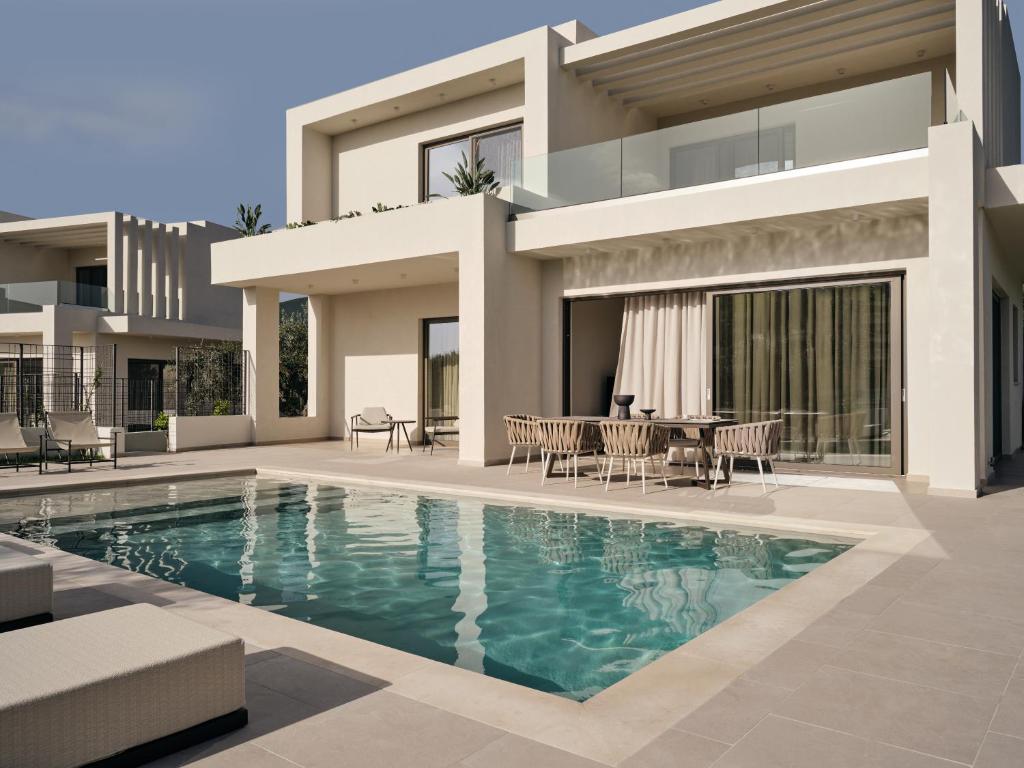 Villa Sostis — completed villa exterior